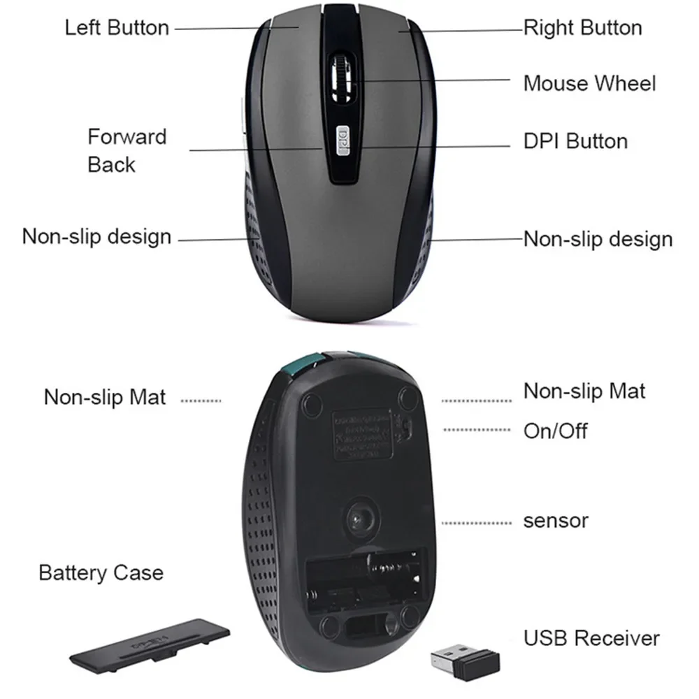Wireless Mouse 2.4G Portable Optical Ergonomic Mice For Laptop iPad Tablet Notebook Mobile Phone Office Gaming Mouse USB Adapter