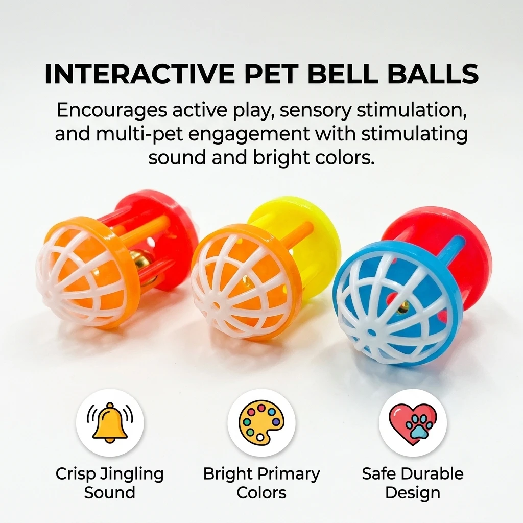 Interaktives Katzen-Glockenball-Spielzeug, farbenfrohes, langlebiges, leichtes ABS-Kunststoff-Rollspielzeug für Kätzchen zur Stresslinderung bei Langeweile und Angstzuständen – Detail 4