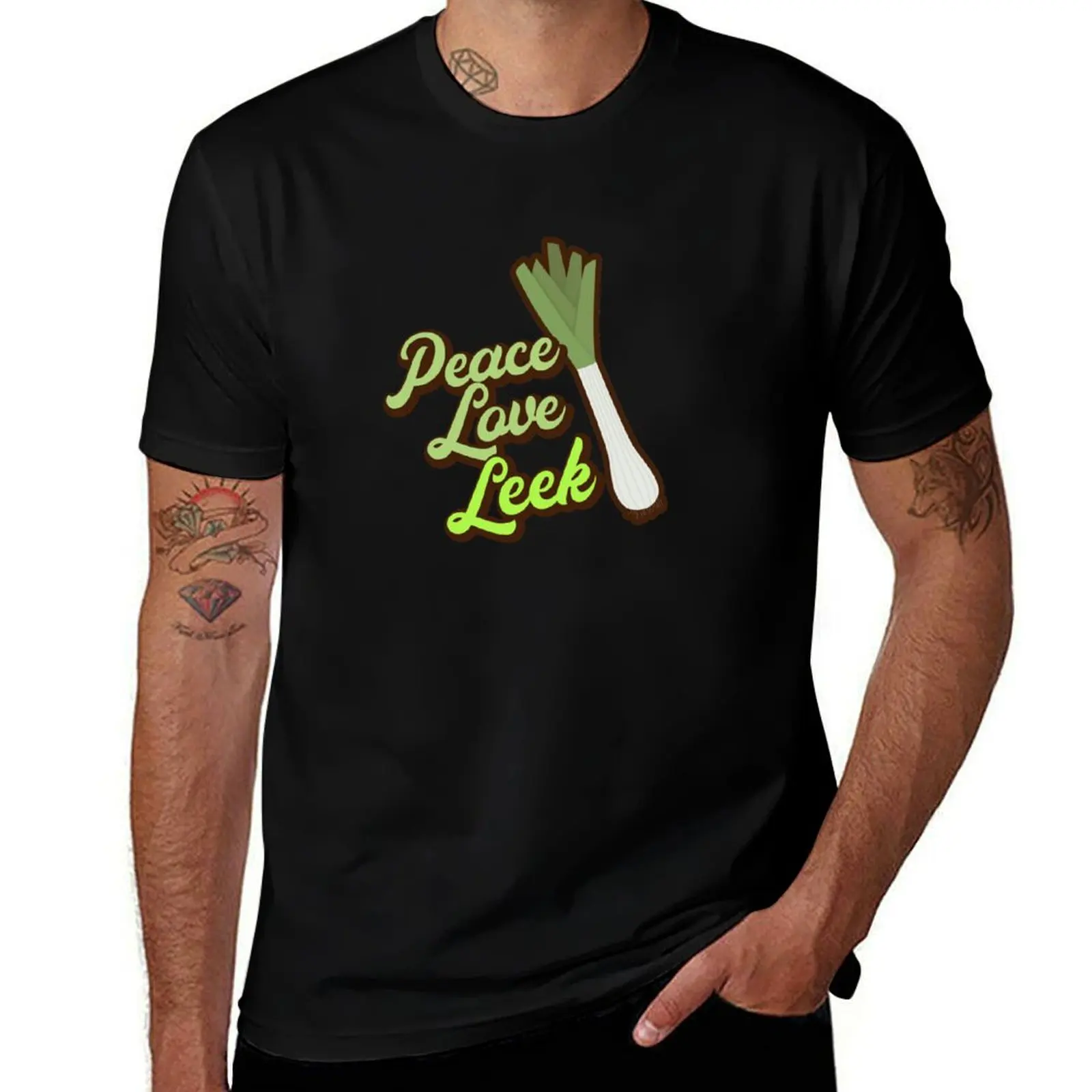 

Peace Love Leek. T-Shirt t shirt man plain t shirts for man pack cotton T-Shirt