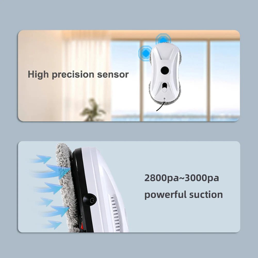 Intelligent Ultrathin Auto Ultrasonic WaterSpray Window Cleaning Robot Remote Control Electric Glass Wash Vacuum Cleaner Robotic
