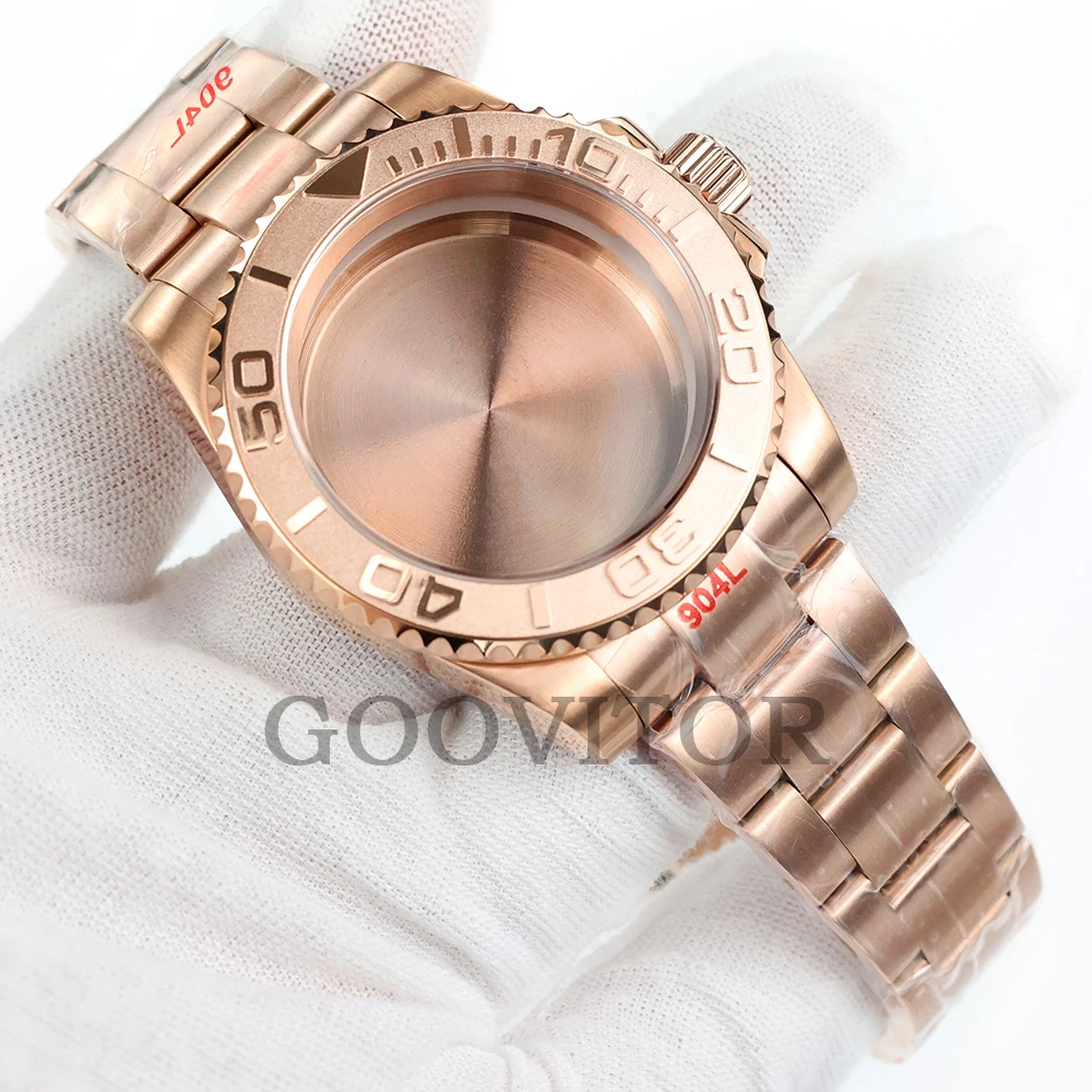 40mm Rose Gold NH35 Watch Case For Yacht-Master GMT  Seiko NH34 NH35 NH36 Movement Stainless Steel Submariner Case Oyster strap