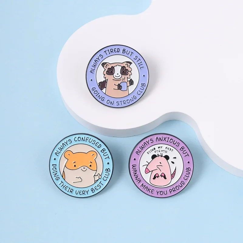 Cute Pins Cartoon Fun Emotional Animal Brooch Red Panda Hamster Opossum Animal Pin Metal Badge Pins for Backpacks Badges Metal