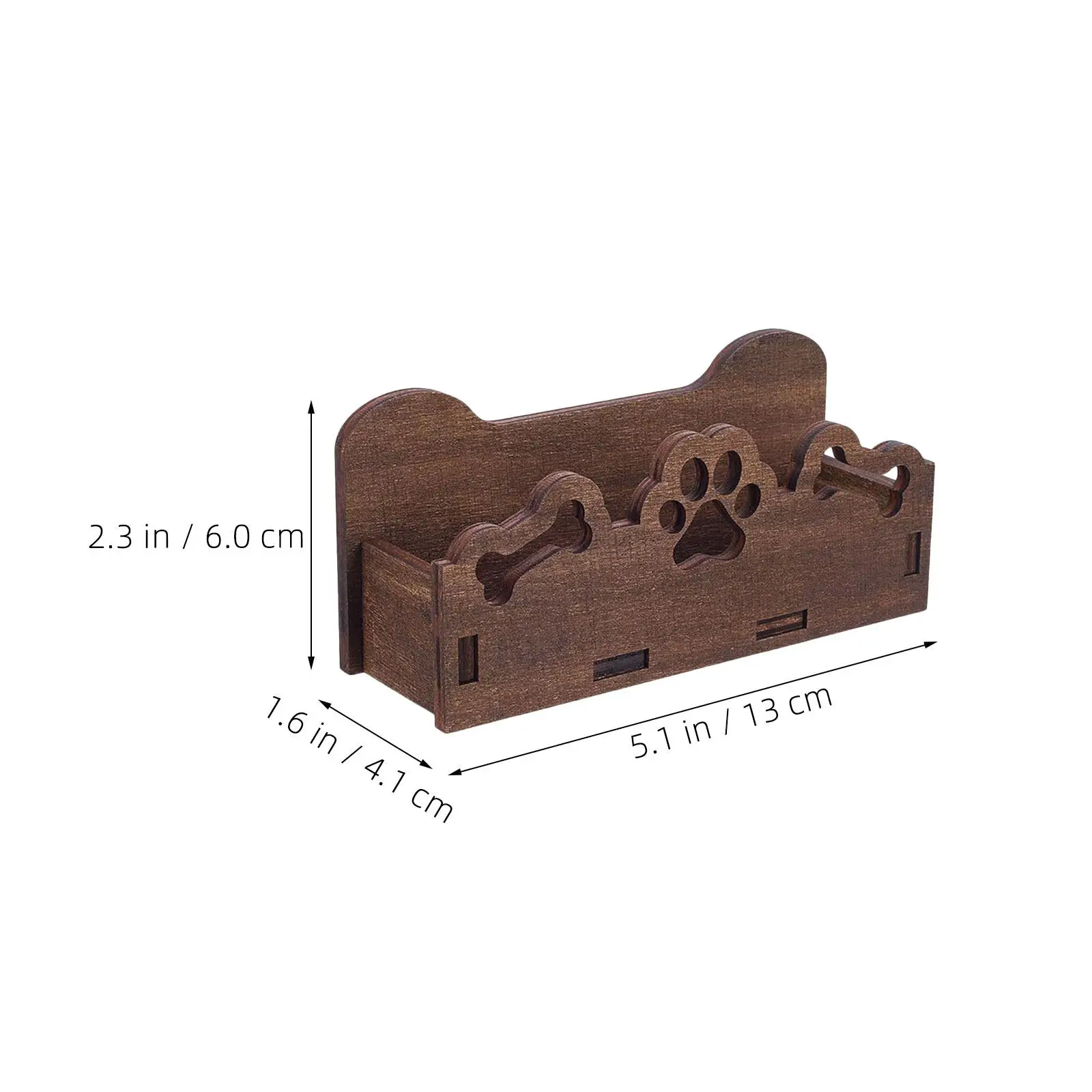 2Pcs Wood Business Card Holder Desk Organizer Small Footprint Name Card Display Stand Dog Paw Pattern Natural Wood Grain
