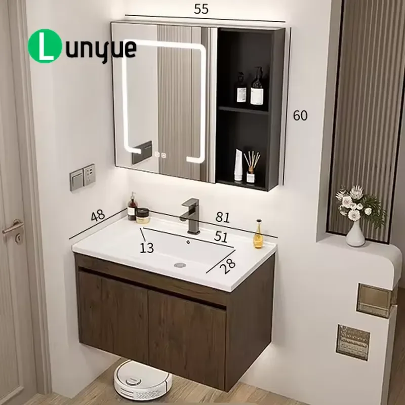 Modern Luxury Plywood Wall Mounted Bathroom Vanity Cabinet Eco Friendly Durable High Quality Storage Furniture for Home Decor