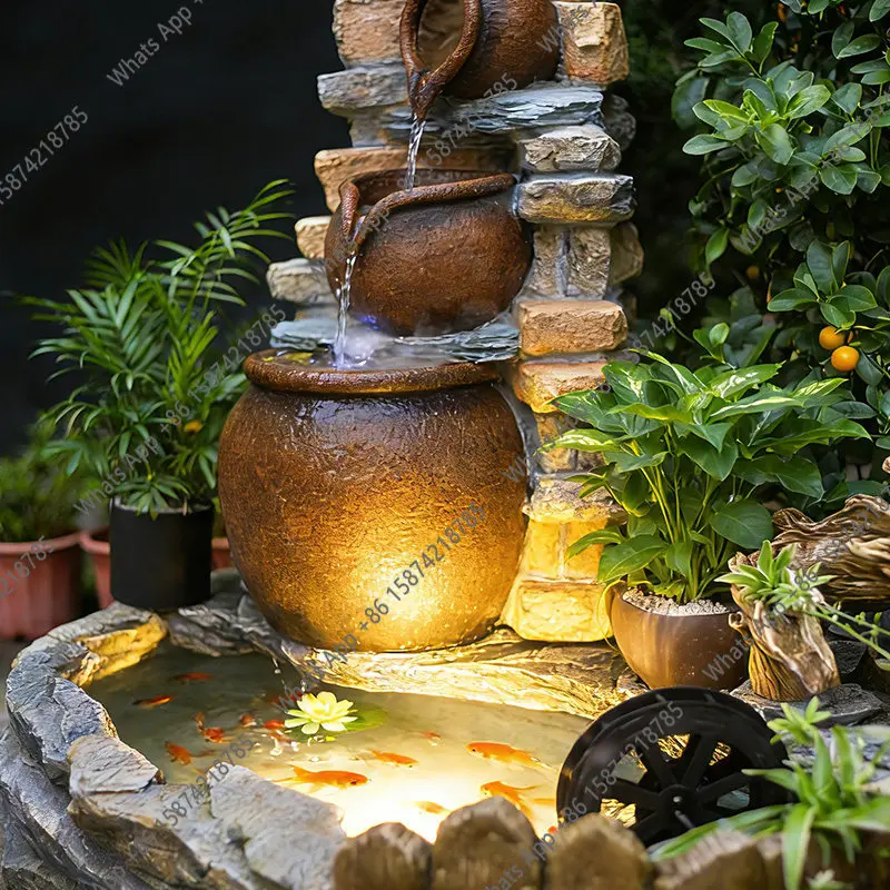 Courtyard Garden Flow Ornament Circular Decoration Landscaping Rockery Fountain Landscape in the Yard