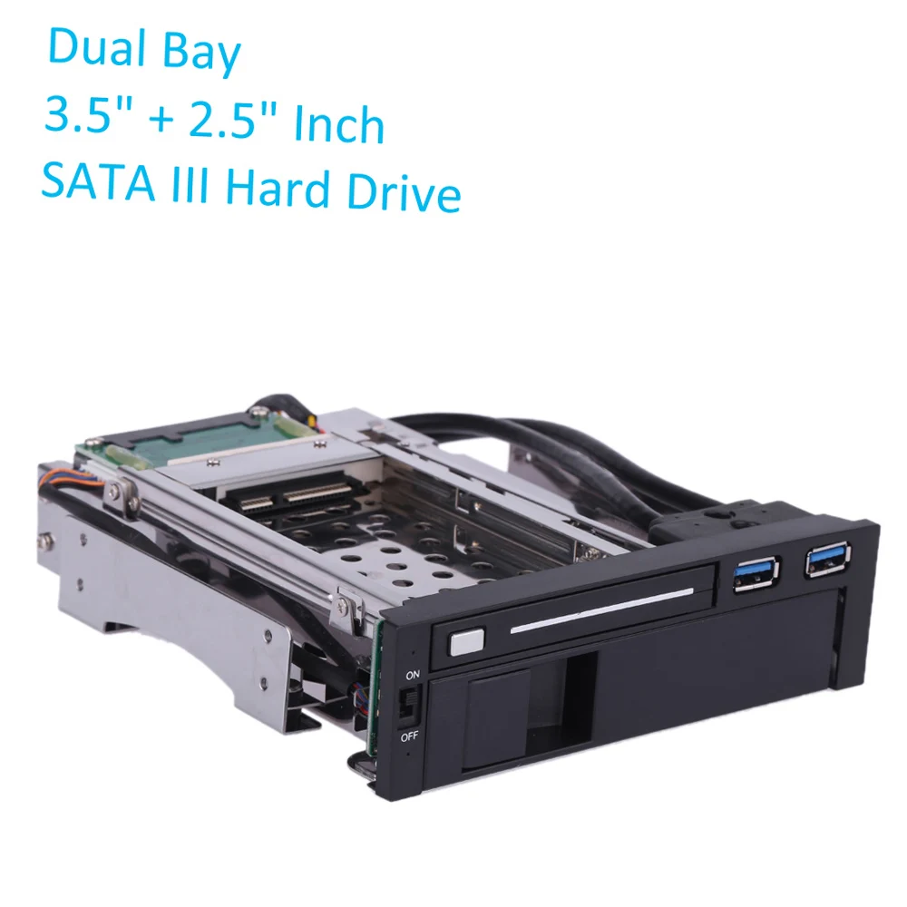 

Dual Bay 3.5" + 2.5" Inch SATA III Hard Drive HDD & SSD Tray Caddy Internal Mobile Rack Enclosure Docking Station with USB 3.0