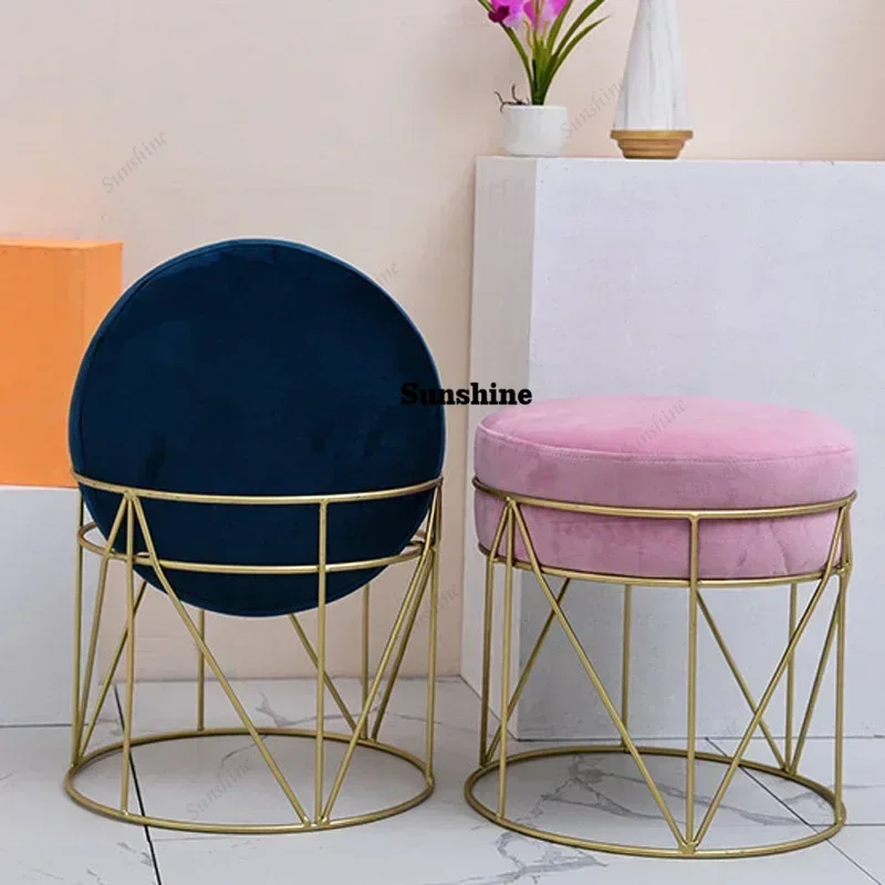 

Modern Furniture Bedroom Ottoman Nordic Wrought Hotel Dormitory Dressing Stools Fabric Hallway Porch Shoe Changing Stool h dY