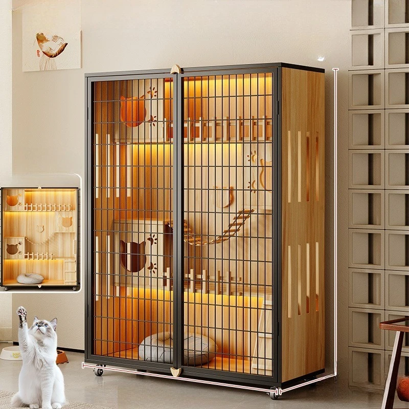 Cat villa iron door luxury cat nest iron grid breathable oversized four-season universal household cat cabinet double-layer
