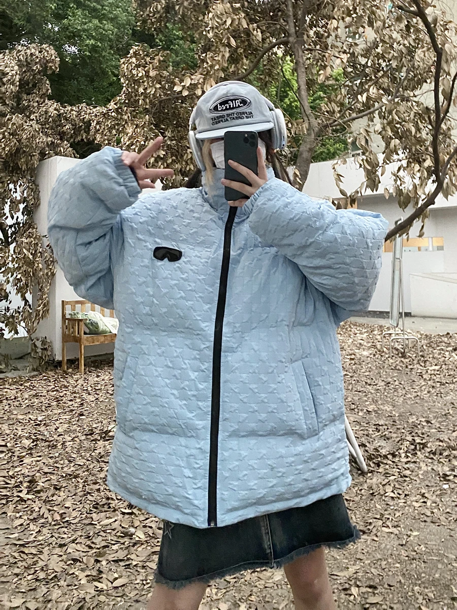 

Thiened Cotton Jaet Retro Creased Design Stand Collar Women's Winter Coat Loose Fit Versatile Warm Sli Brand New