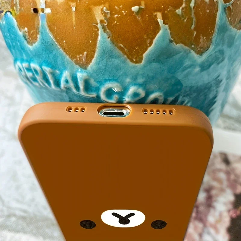 Rilakkuma Cute Cartoon Bear Phone Case Anti Fall Brown IPhone Case for IPhone 15 14 13 12 11 Pro Max XR Silicone Case Cover