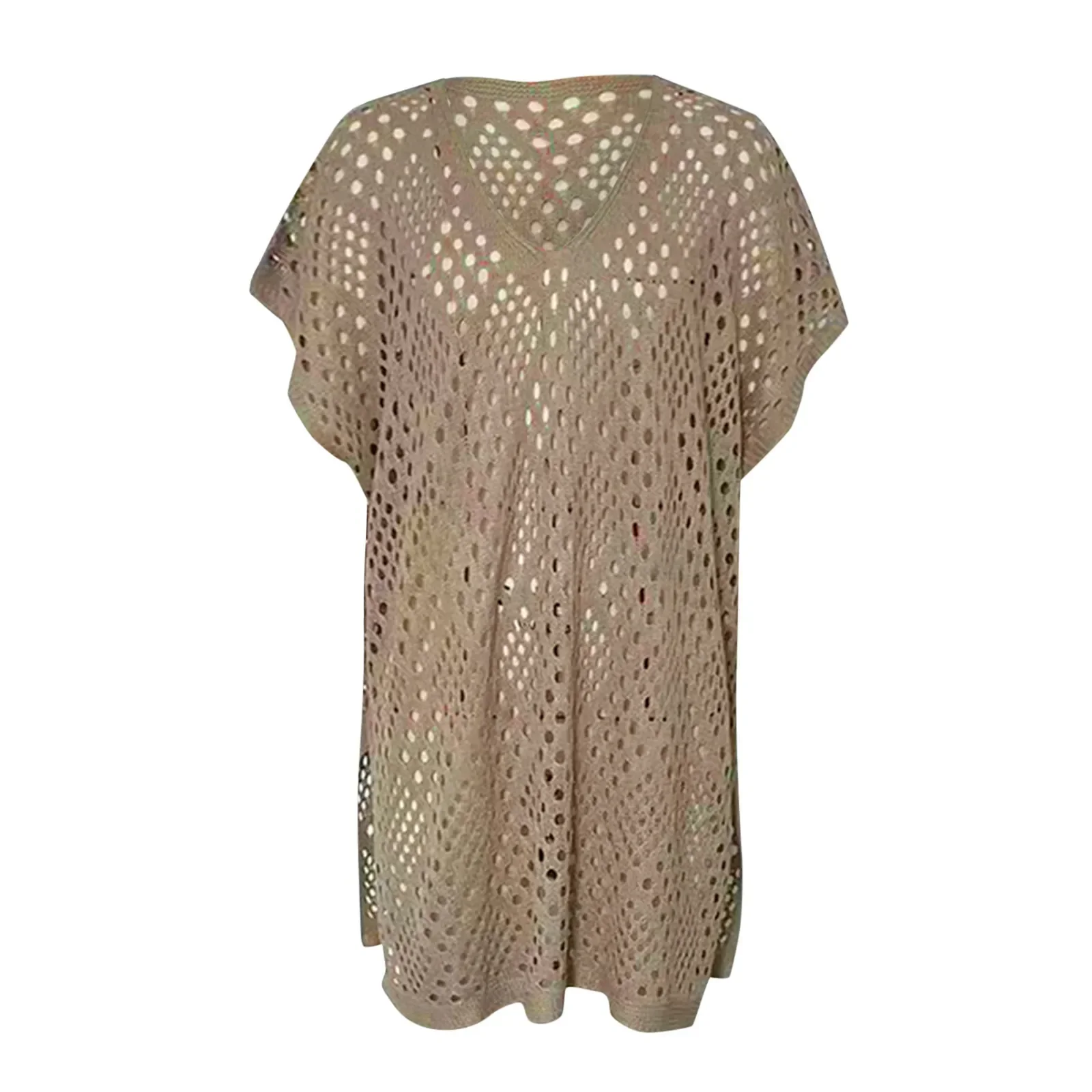 Cárdigan de playa a la moda con frente abierto para mujer, sexy, hueco, suelto, de longitud media, para cubrir la playa, vacaciones, playa, 2025