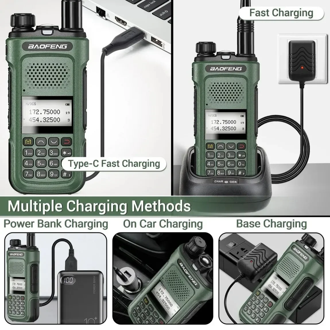 Baofeng UV-10 Pro Walkie Talkie 10 Вт Беспроводная частота копирования Двухдиапазонная УКВ УВЧ Тип-C Переносна CB Ham Двусторонняя радиостанция дальнего действия
