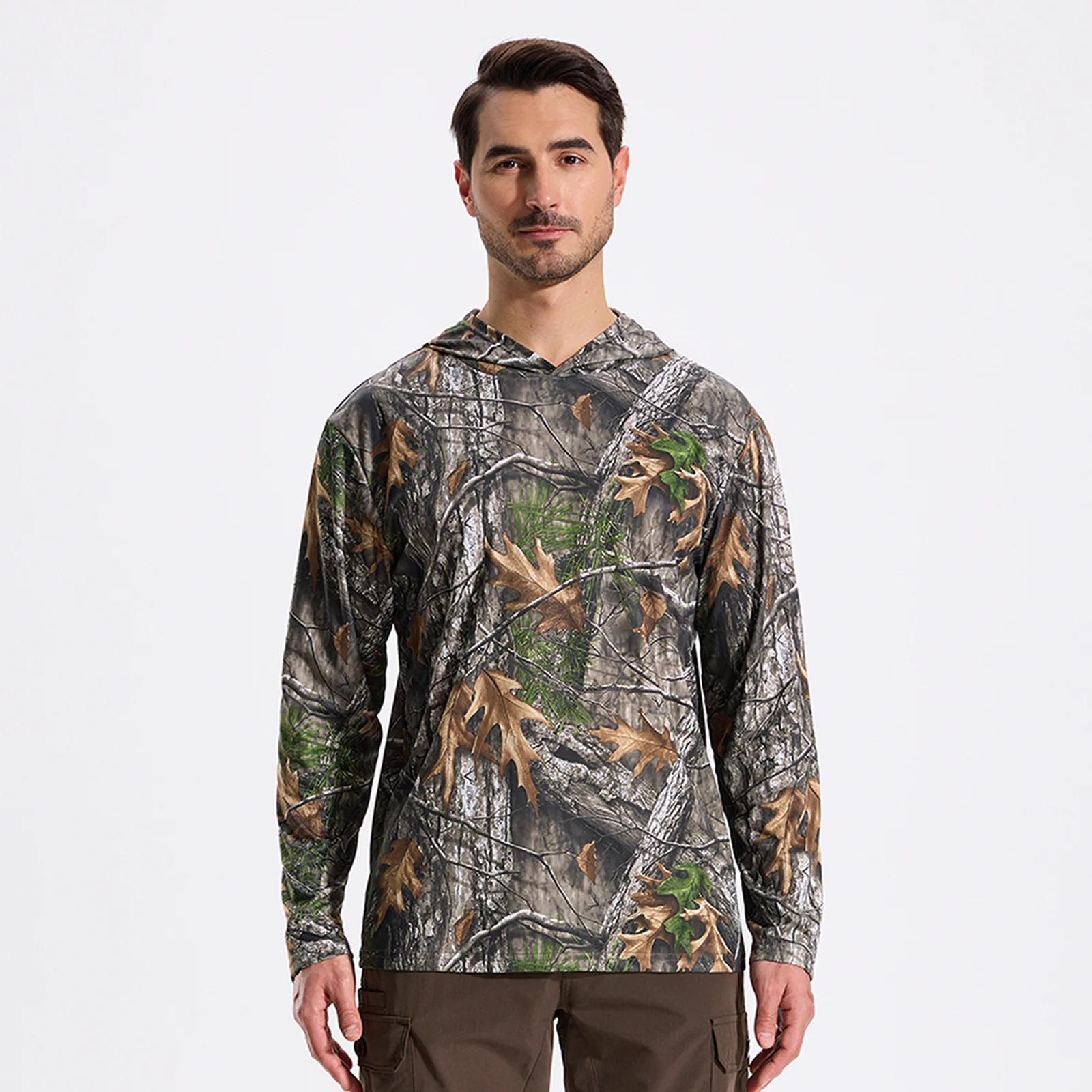 

Outdoor Hunting Photography Bird Watching Tree Camo Sun Protection Hoodie Thin Lightweight Long-Sleeve Fishing Hiking Shirt