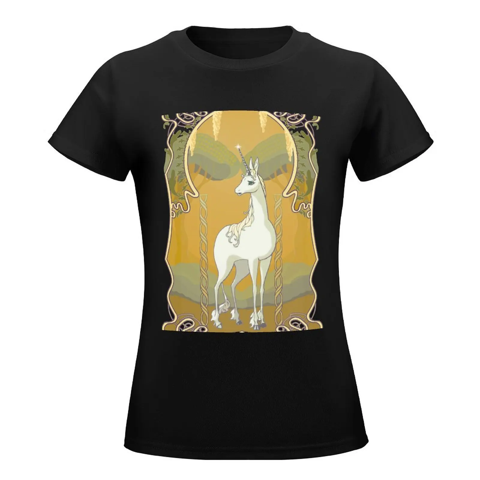 The Last Unicorn Art Nouveau T-Shirt kawaii clothes female cute tops Blouse plus size t shirts for Women loose fit