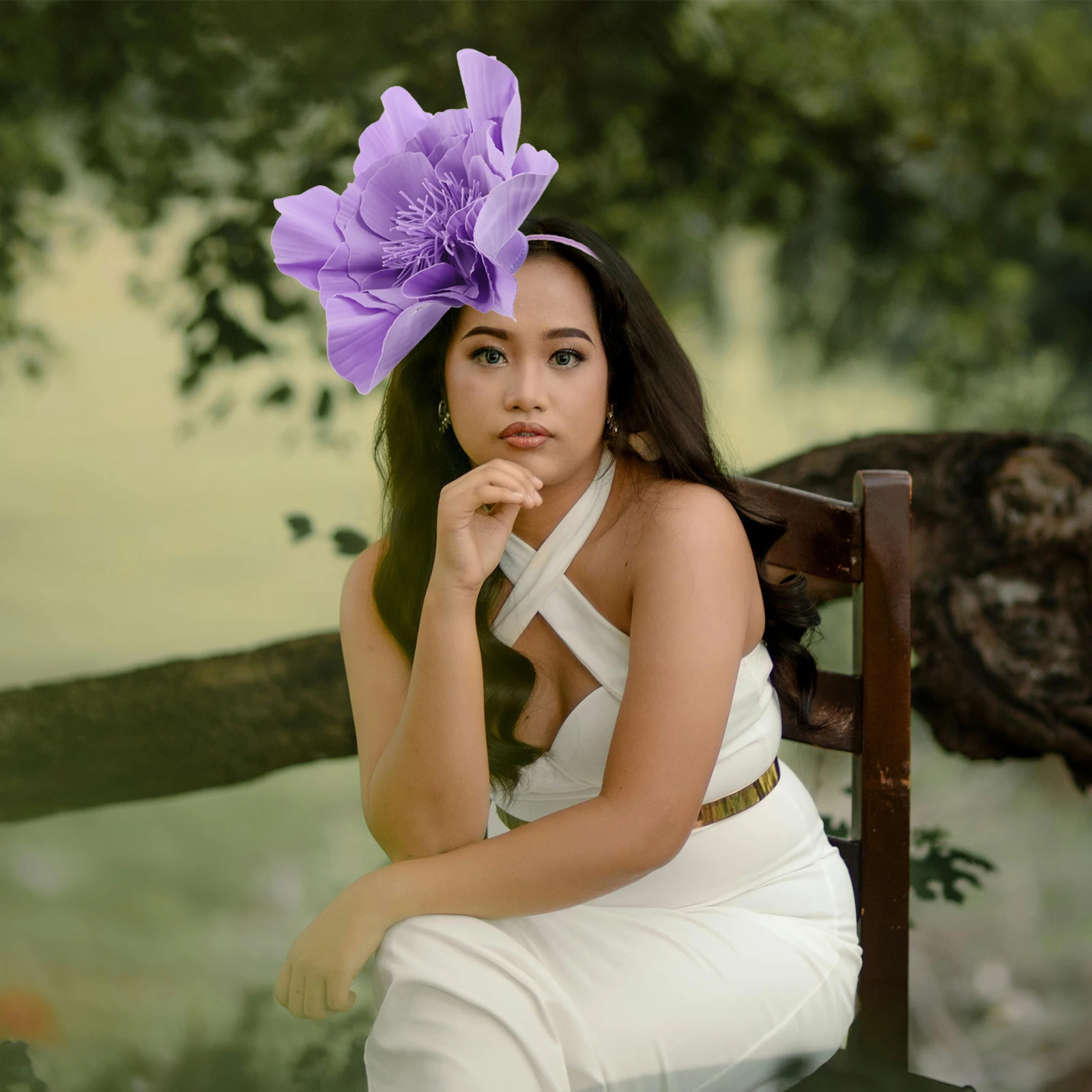 

Fashion Big Flower Headband Top Hat Hair Accessories Cloth Fascinator Hoop