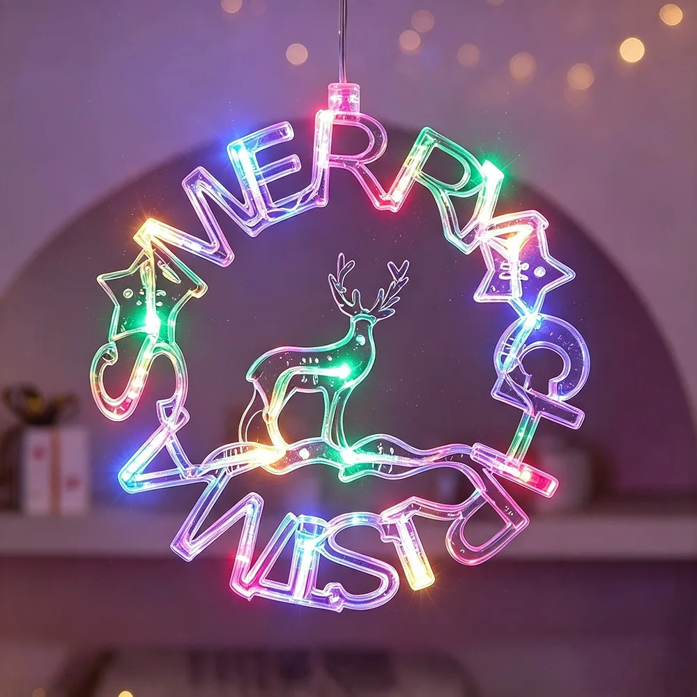 Battery-Operated Christmas Suction Cup Light Hanging Design LED Illumination LED Hanging Ornaments Snowflake Shape