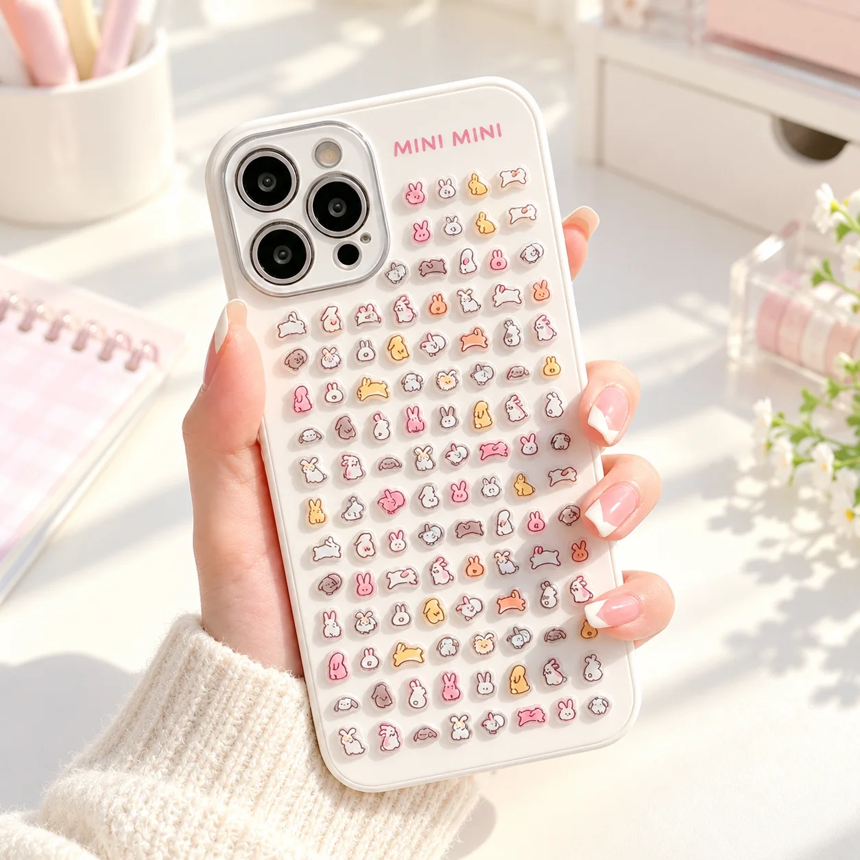 4 PCS Cute Mini Animals Bunny Cats Birds 3D Relief Stickers Phone Decoration Sticker Stationery Sticker School Supplies Gift