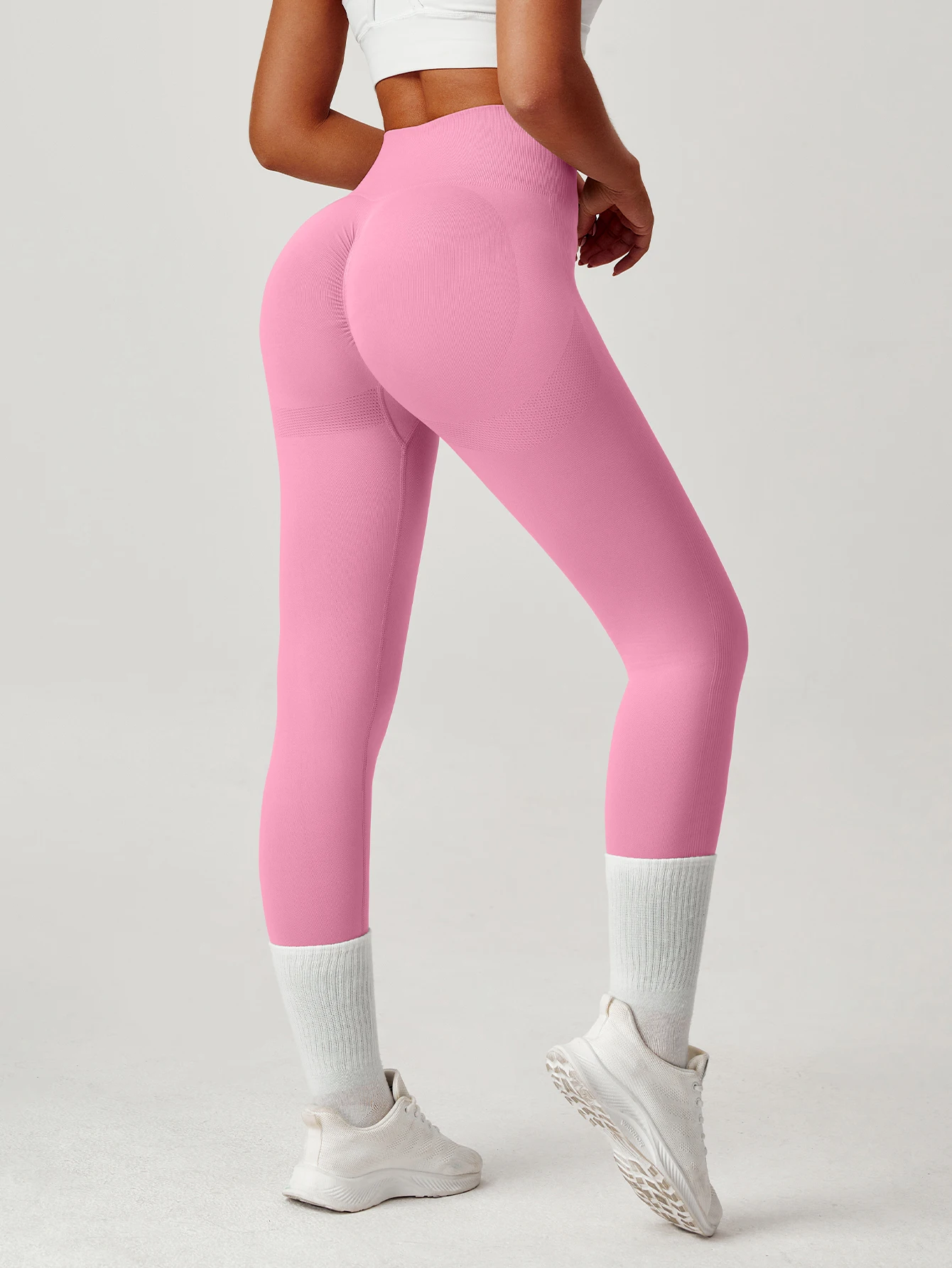 

Women's High-Waist Naked Sensation Solid Yoga Pants, Butt Lifting Leggings for Running Cycling Gym Workout, Tummy Control Fitnes