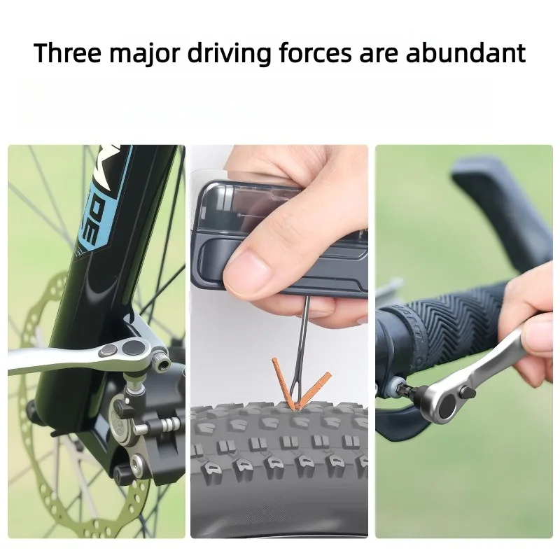 11 in 1 Ratchet Wrench Set with Tire Repair Bits Multi Functional Bike Tool Kit for Emergency Use Convenient Hand Tools