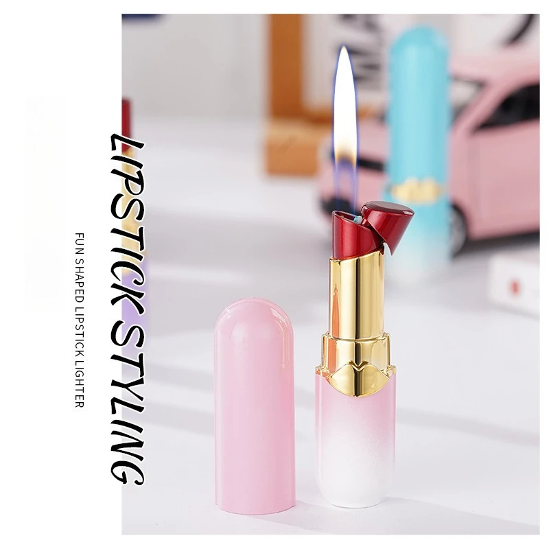 Portable Lighter with Multi-color Gradient Cyclic Inflatable Lipstick for Women, Gift Smoking Tool, Cigarette Accessories
