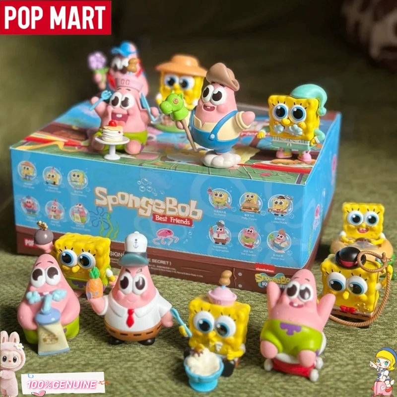 POPMART Spongebob Best Friends Series Blind Box Original Anime Action Figure Ornaments Figurines Mystery Box Cute Surprise Gift