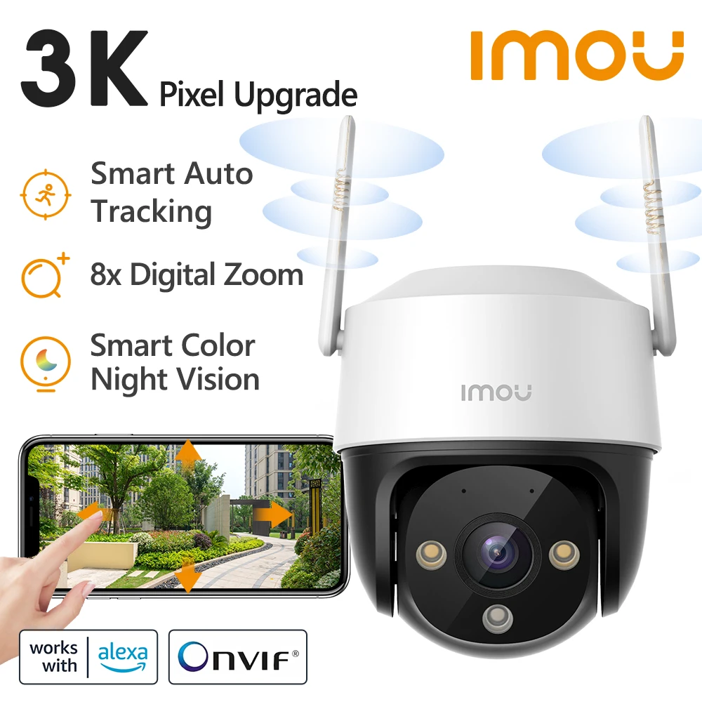 IMOU Cruiser SE+ 2K/3K Outdoor Wi-Fi Camera Color Night Vision IP66 Weatherproof 8X Digital Zoom AI Human Detection Monitor