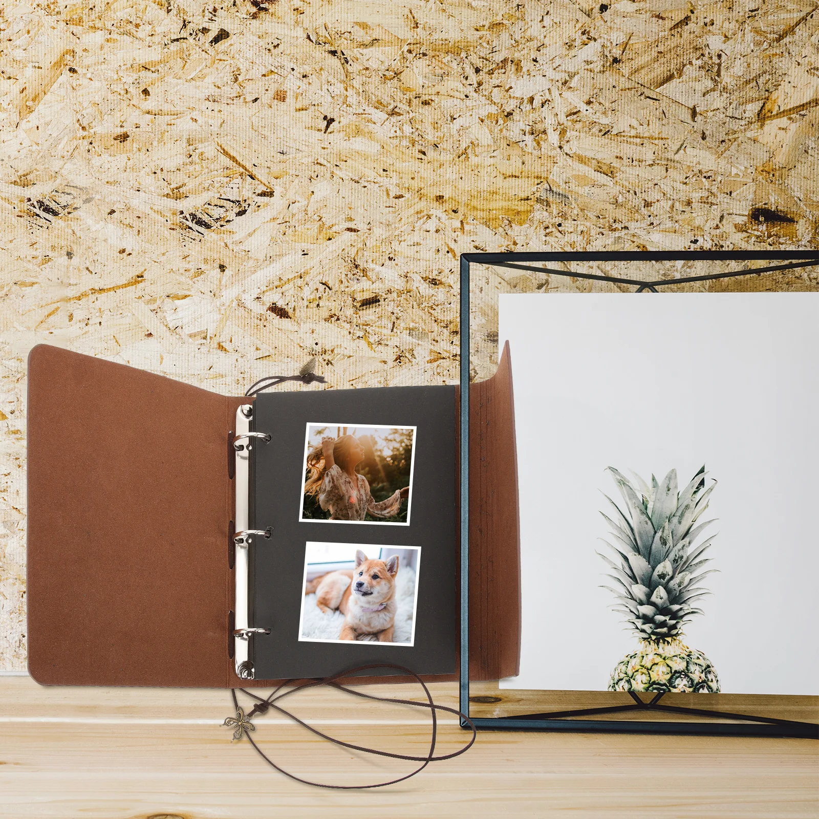 

Wear-Resistant Vintage Photo Album Organizer DIY Scrapbook Photo Book Drawstring Closure Ideal Gift for Family Friends