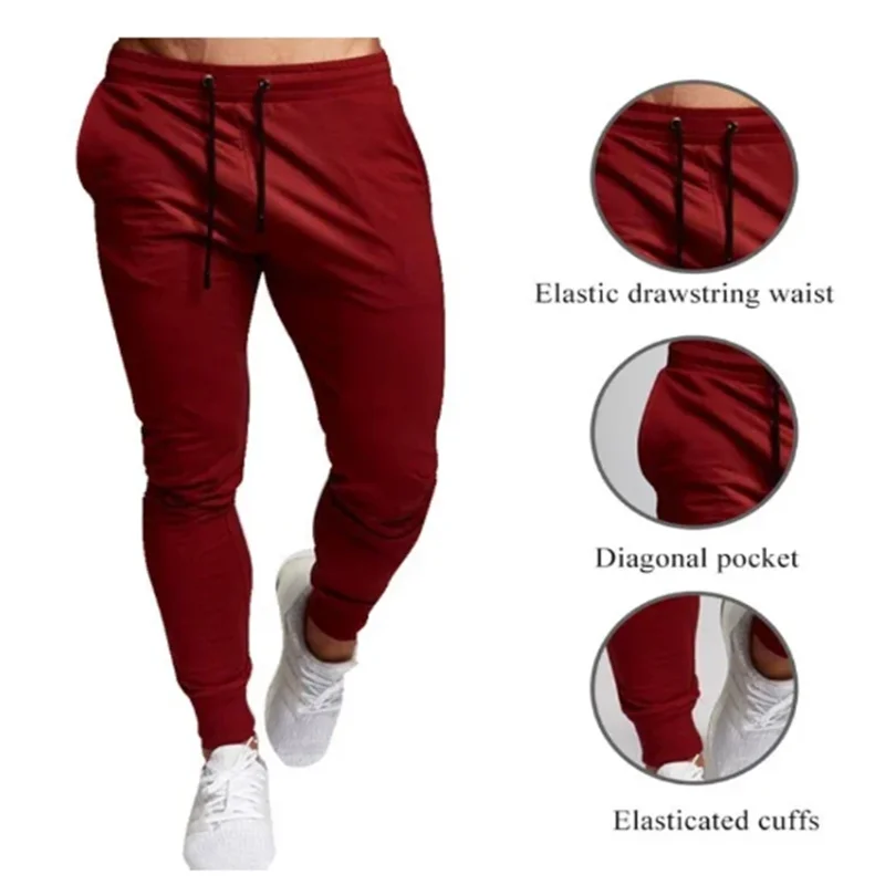 Moletom solto elástico na cintura masculino, calça jogger casual, calça esportiva, roupas de ginástica, seção fina, tamanho gran