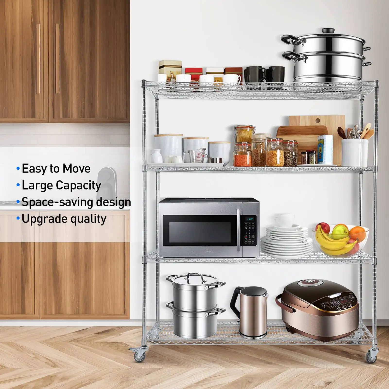 

4-Tier Stackable Closet Organizers and Storage Shelves, Closet Shelf Organizer Basket Bins, Foldable Sweater Storage for Closet