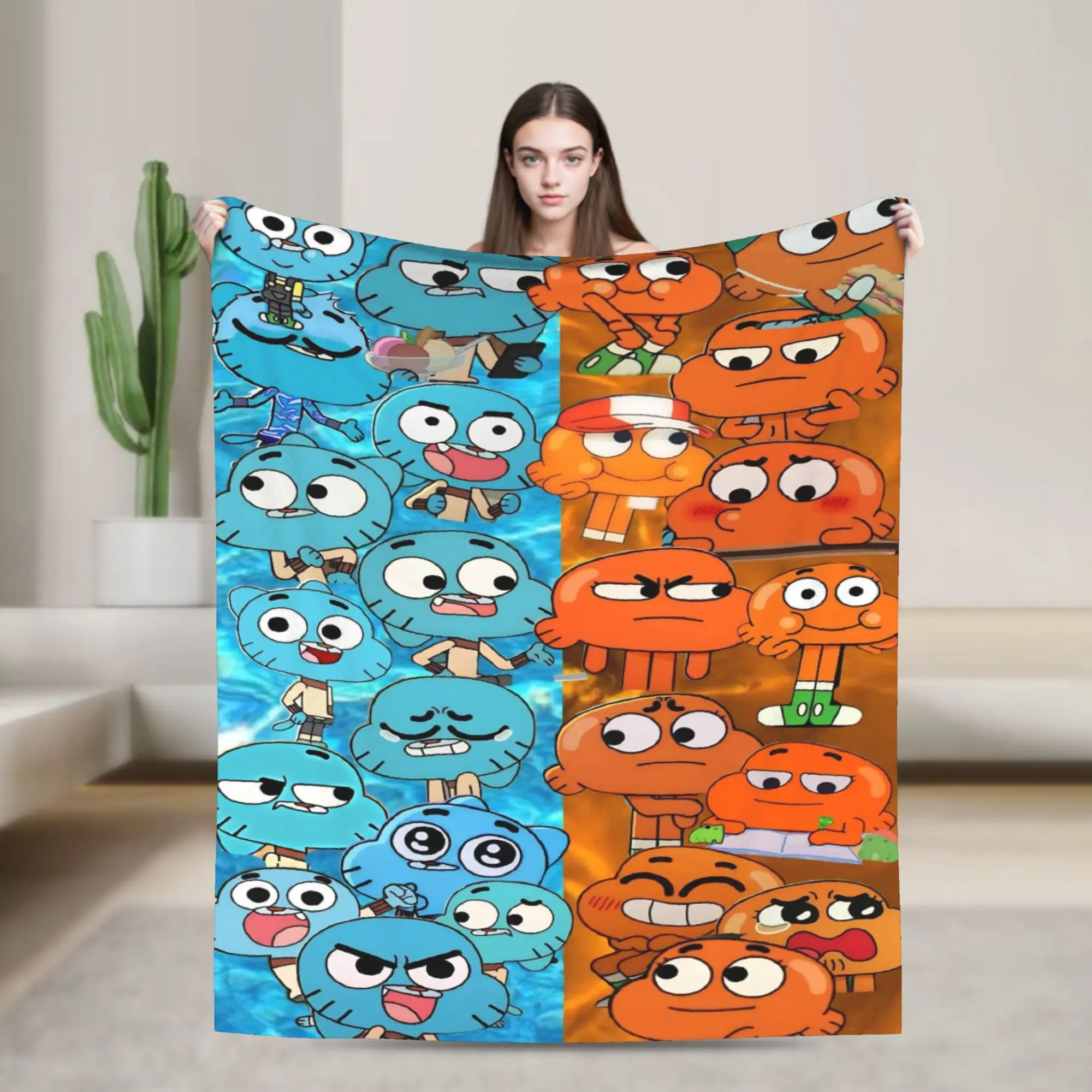 Gumballs Darwins Knitted Blankets Amazings Gumballs Plush Throw Blankets Airplane Travel Portable Ultra-Soft Warm Bedspreads