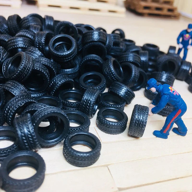 20PCS High Quality 1/64 Car Model Tire Skin, Tire Wheels Scene Accessories for Car Model Decoration