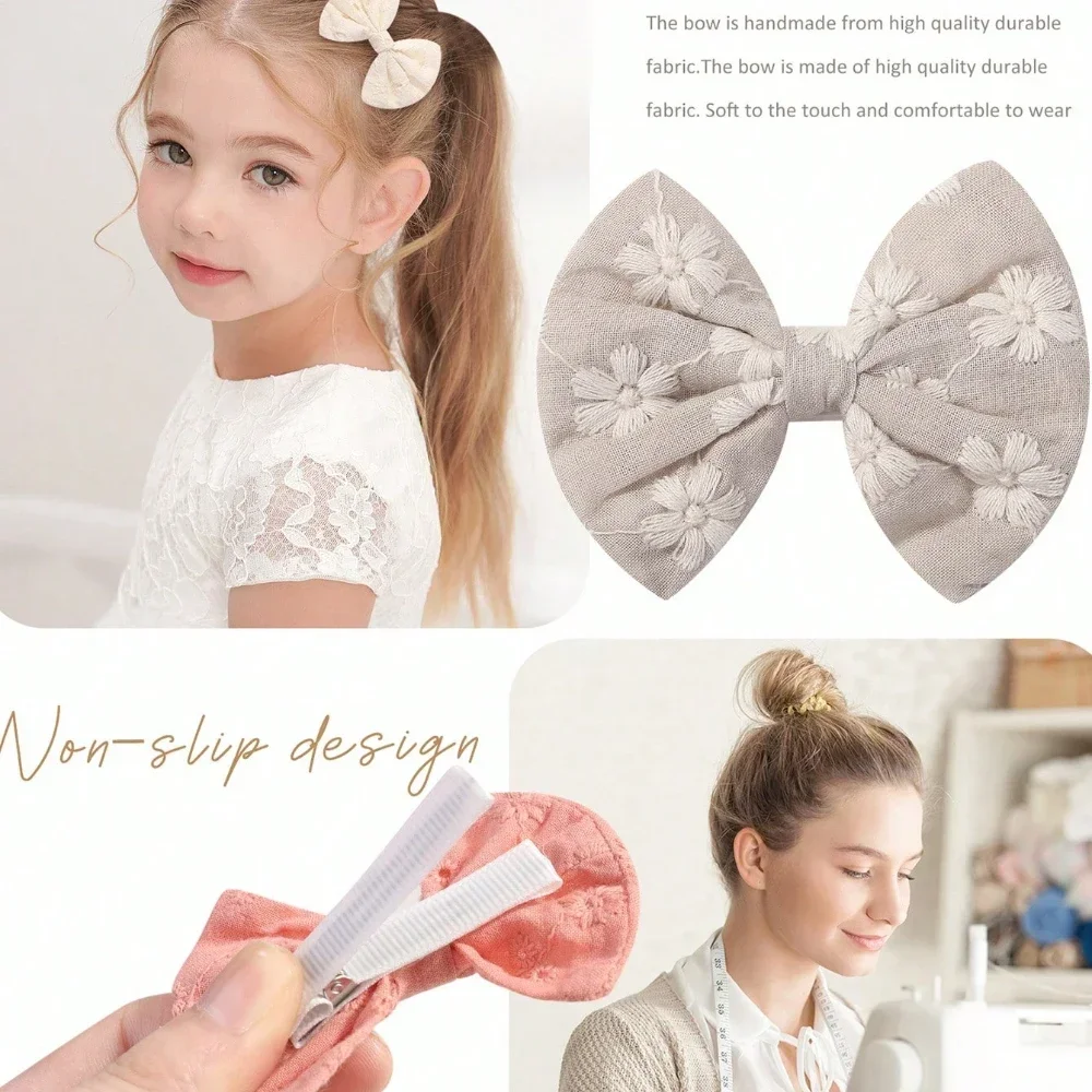10 teile/satz Süße Blume Drucken Bowknot Haar Clips Nette Baumwolle Bögen Haarnadeln Barrettes Kopfbedeckungen für Baby Mädchen Kind Haar Zubehör – Detail 6
