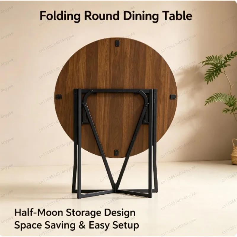 3-Fold Round Dining Table, Extendable Drop Leaf Table for Small Apartments - Space-Saving Folding Diner