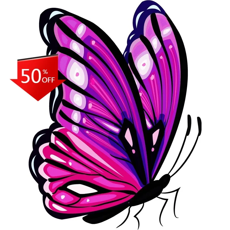 

Purple Butterfly Sticker Vibrant Wing Love Design Pretty Beautiful Cute Window Phone Trunk Windshield