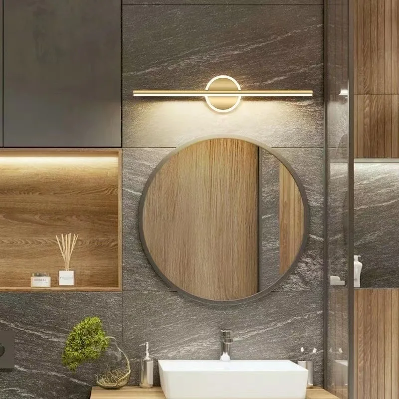 الحديثة LED مصباح ليد للمرآة 40/55 سنتيمتر الجدار ضوء الحمام المرحاض الذهب الأسود شريط طويل تركيبات ديكور المنزل Led مصابيح إضاءة بريق
