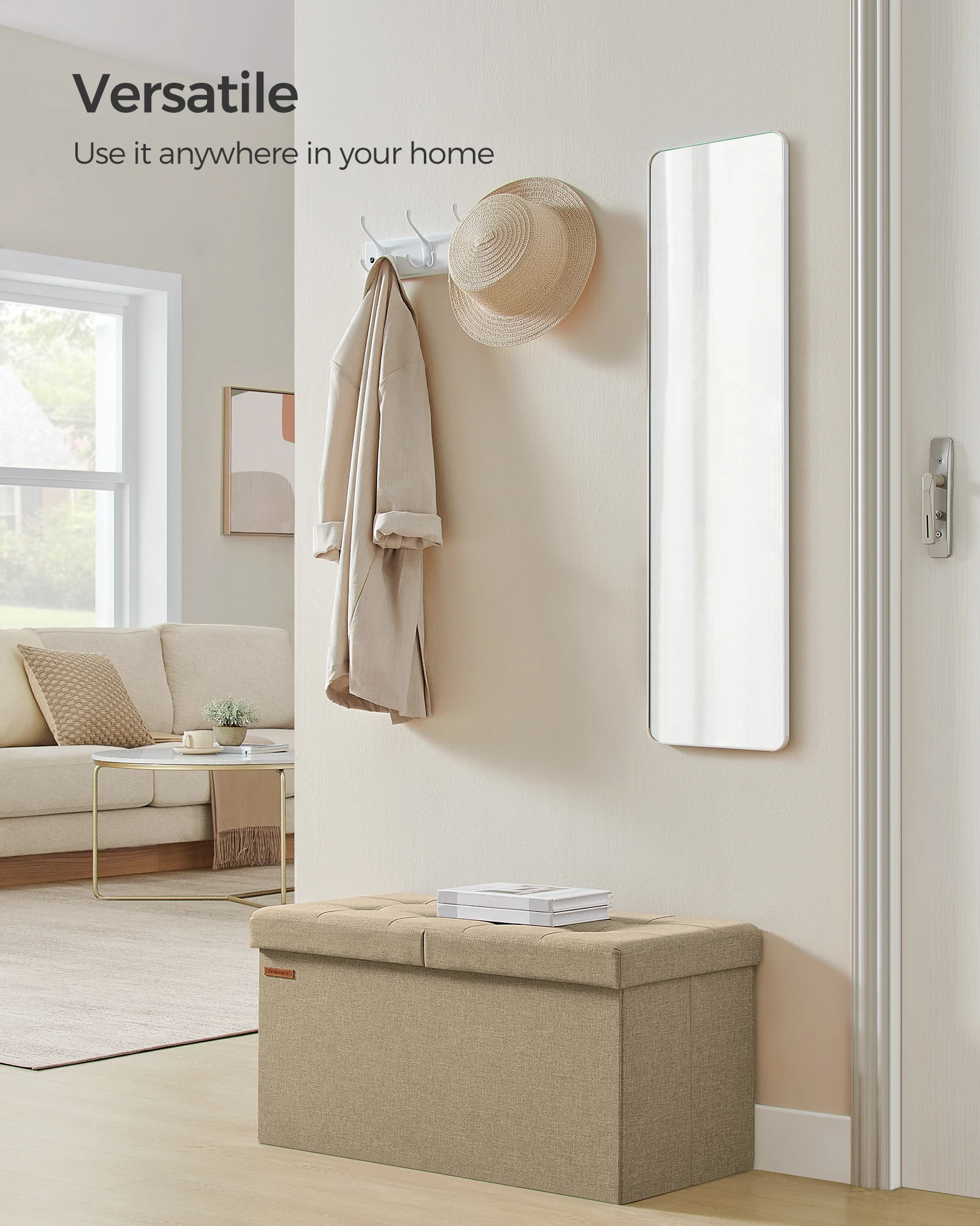 

SONGMICS Mazie Collection - Складной пуф-трансформер с откидной крышкой, 30 дюймов, грузоподъемность 300 кг