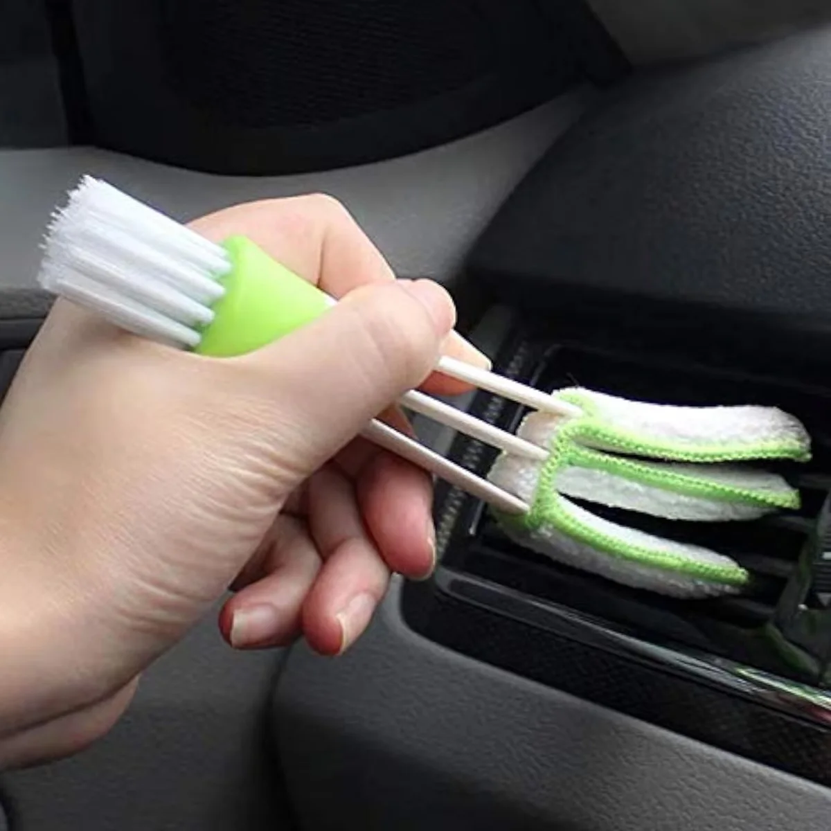 Multi Functional Car Vent Cleaner Mini Dual Head Microfiber Vent Dust Collector Detachable Cloth Cover Portable Car Cleaning