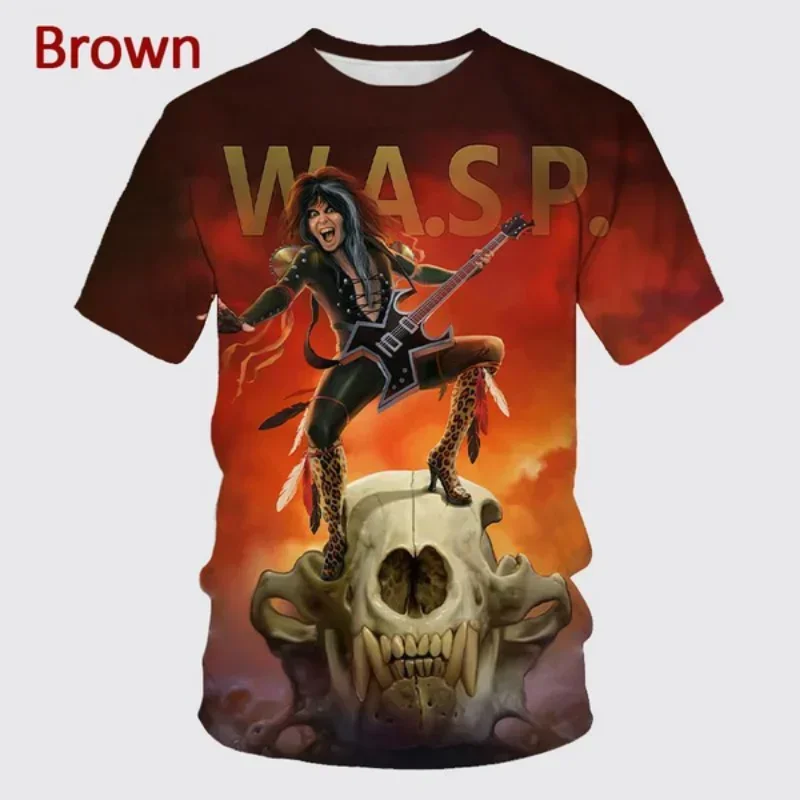 

Fashion Hip Hop Rock W.A.S.P. Band 3D Printed T shirts For Men Summer Casual Short Sleeve Tops Harajuku Street Oversized T-shirt