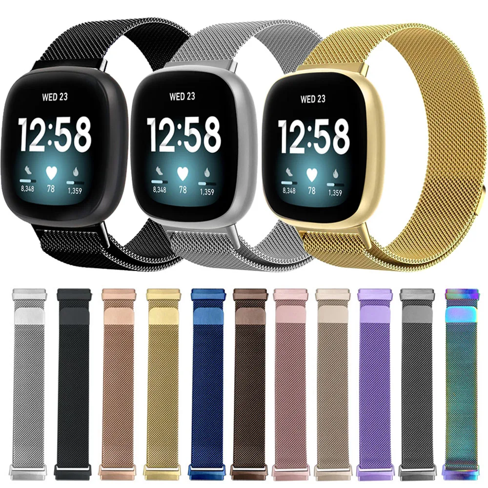 Official Metal Milanese Loop Strap For Fitbit Versa 4/Versa 3 Smartwatch Bracelet Wristband For Fitbit Sense 2-1 Magnetic Correa