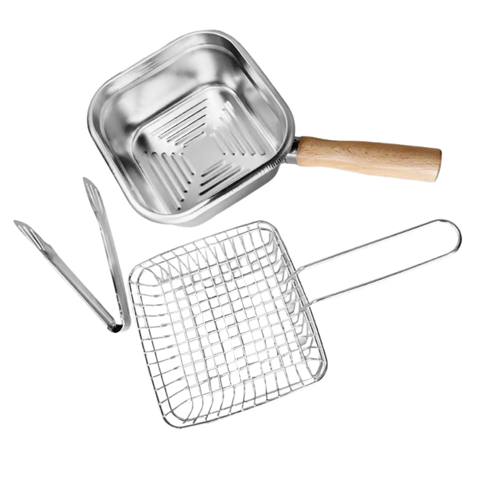 소스 치킨용 식품 집게가 있는 휴대용 바구니가 있는 미니 딥 프라이어