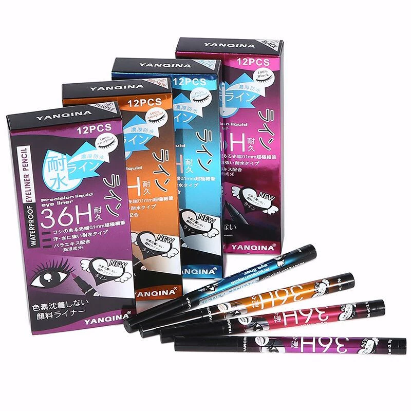 Makeup Intense Color Waterproof No Blooming Long-lasting Quick-dry Waterproof Eyeliner Pencil For 36 Hours Black Liquid