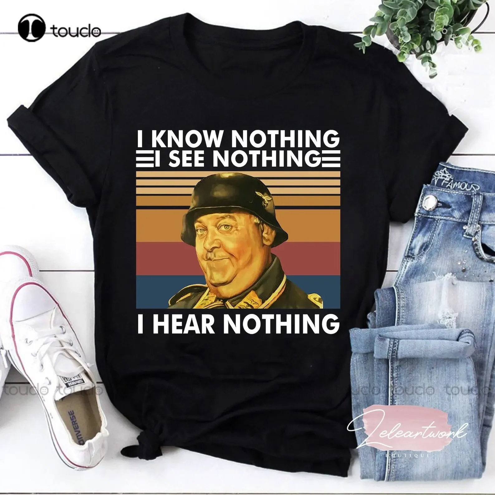 Sergeant Schultz I Know Nothing See Nothing Hear Nothing Vintage T-Shirt Beer Shirt Printed Tee Custom Gift Xs-5Xl Streetwear