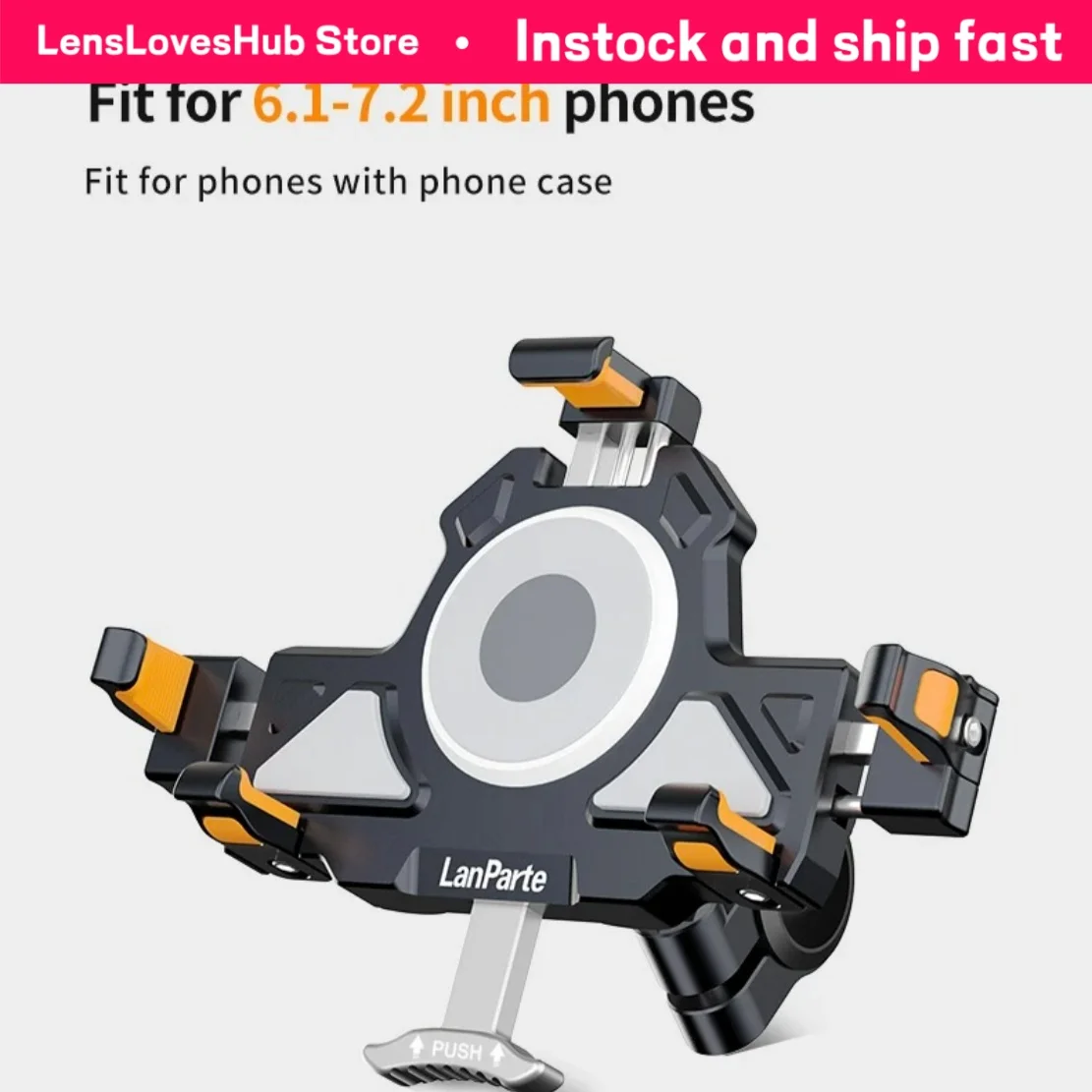 

Lanparte Secure Lock Mobile Phone Holder Bicycle Handlebar Phone Mount Metal Phone Clamp