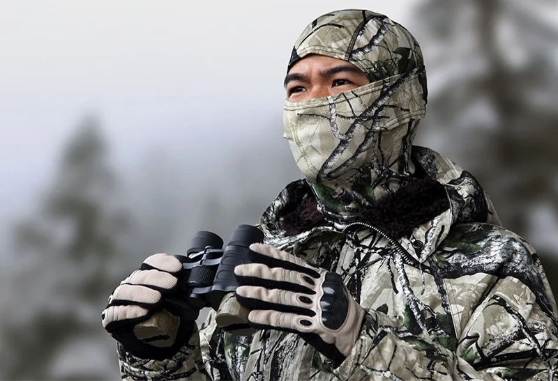 Tarnmuster Balaclava Vollgesichtsmaske Outdoor-Sport Mütze Jagd Fahrrad Radfahren Kappe Damen Herren Bandana Halswärmer – Detail 2