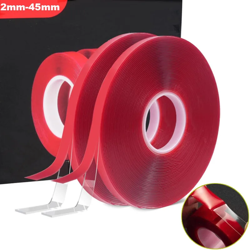 

2mm-45mm Double Sided Adhesive Tape Acrylic Transparents No Traces Sticker for LED Strip Car Fixed Tablet Fixed