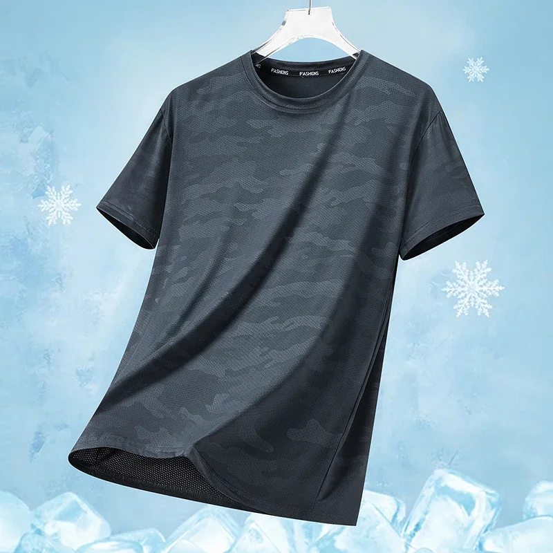 Summer Men's Soft and Breathable T-shirt - Daily Sports and Fitness Ice-Feel Functional Fabric Quick-Dry Comfortable Shirt