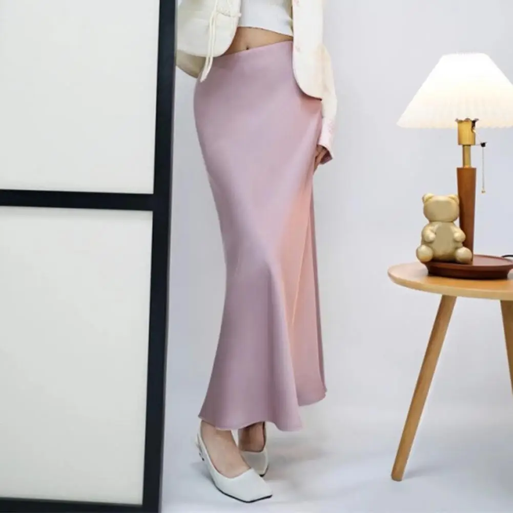 

High-waisted Skirt Elegant Satin-like Fishtail Skirt for Women High-waisted Design Breathable Maxi Skirt for Work for Comfort