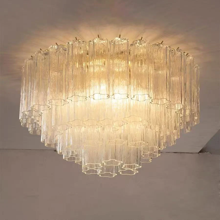 Home Deco Glass Art 2-7 Layer Lamparas De Techo E14 LED Dimmable Ceiling Chandelier Ceiling Lamp For Foyer Dinning Room