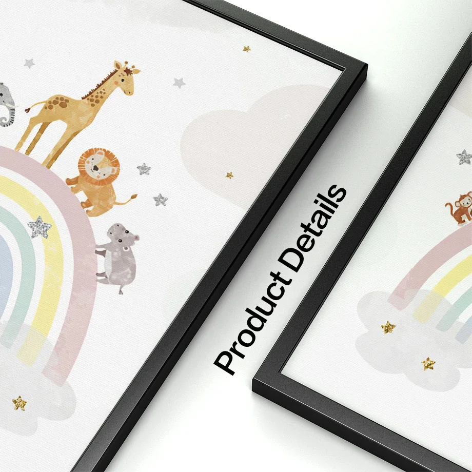 Giraffe Elephant Hot Balloon Sun Rainbow Nursery Nordic Posters And Prints Wall Art Canvas Painting Picture Baby Kids Room Decor - view 4