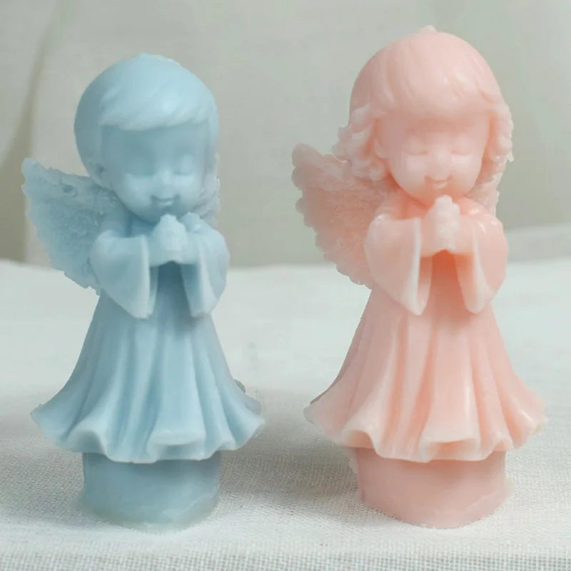 Winged Angel Silicone Candle Mold DIY Boy Girl Soap Resin Plaster Making Tool Human Chocolate Baking Cake Mould Desk Decor Gift